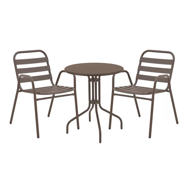 Τραπεζαρία Vergo-Sussie σετ 3 τεμ καφέ μέταλλο Φ60x70εκ