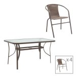 Τραπεζαρία Ensure-Obbi 5τεμ μέταλλο σε καφέ απόχρωση 140x80x70εκ