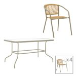 Τραπεζαρία Valor-Lindaria σετ 5τεμ μέταλλο σαμπανιζέ και pe