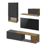 Σύνθετο σαλονιού Poelfy σε ανθρακί-oak απόχρωση 170x37.5x42εκ