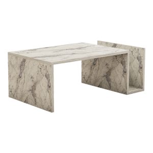 Τραπέζι σαλονιού Poko λευκό-γκρι μάρμαρο 86,8x50x32,4εκ