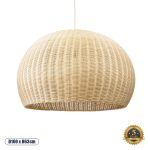 RAITO Boho Κρεμαστό Φωτιστικό Καμπάνα Μονόφωτο 1 x E27 IP20 Μπεζ Ξύλο - Μ100 x Π100 x Υ63cm