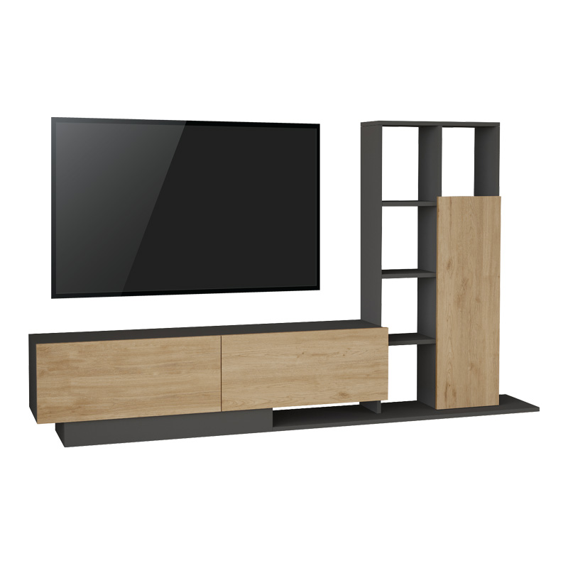 Σύνθετο σαλονιού Damon σε φυσική-ανθρακί απόχρωση 211.2x29.5x123.6εκ