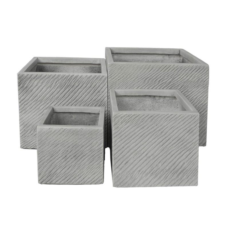 ΣΕΤ 4ΤΜΧ ΓΛΑΣΤΡΕΣ ΤΕΤΡΑΓΩΝΕΣ GARDENER ΓΚΡΙ CEMENT 37x37x32Υεκ.