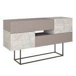 Μπουφές Roberta μόκα με γκρι-μπεζ μαρμάρου 145x40x82εκ