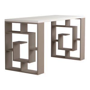 Γραφείο Labirent χρώμα λευκό-μόκα 140x60x75εκ