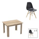 Τραπεζαρία Manka-Julita σετ 5τεμ σε sonoma-μαύρη απόχρωση 110x80x77εκ