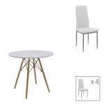 Τραπεζαρία Julita-Parker σετ 5τεμ λευκό Φ80x73εκ