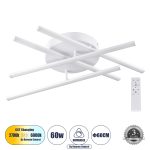 DRACO Μοντέρνο Φωτιστικό Οροφής LED 60W 7380lm 120° AC 220-240V IP20 Ρυθμιζόμενο Λευκό CCT με Χειριστήριο από 2700K έως 6000K Dimmable - Lumileds SMD Chip - Λευκό Ματ - Μ60 x Π60 x Υ11cm