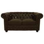 ΚΑΝΑΠΕΣ 2ΘΕΣΙΟΣ T.CHESTERFIELD ΤΕΧΝΟΔΕΡΜΑ ΣΚΟΥΡΟ ΚΑΦΕ 155x90x73 εκ.