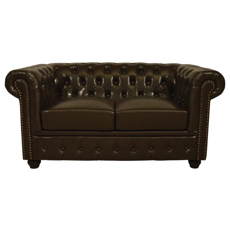 ΚΑΝΑΠΕΣ 2ΘΕΣΙΟΣ T.CHESTERFIELD ΤΕΧΝΟΔΕΡΜΑ ΣΚΟΥΡΟ ΚΑΦΕ 155x90x73 εκ.