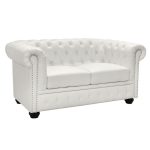 ΚΑΝΑΠΕΣ 2ΘΕΣΙΟΣ T.CHESTERFIELD ΤΕΧΝΟΔΕΡΜΑ ΛΕΥΚΟ ΜΑΤ 155x90x73 εκ.