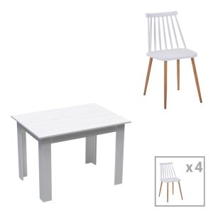 Τραπεζαρία Manka-Aurora I σετ 5τεμ σε λευκή απόχρωση 110x80x77εκ