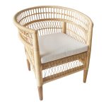 Πολυθρόνα Necorian teak με pe rattan & λευκό μαξιλάρι 80x70x87εκ