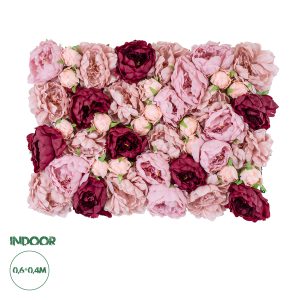 Artificial Garden ROSES STORY Τεχνητό Διακοσμητικό Πάνελ Λουλουδιών - Κάθετος Κήπος σύνθεση Ροζ & Βυσσινί Τριαντάφυλλα Μ40 x Π60 x Υ8cm