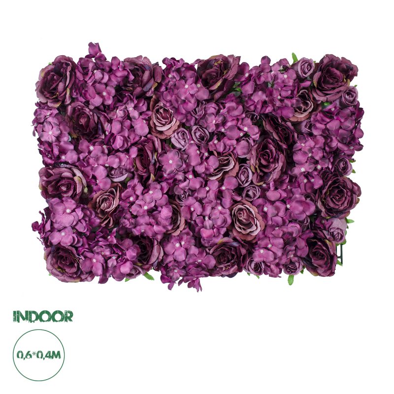 Artificial Garden ROSES STORY Τεχνητό Διακοσμητικό Πάνελ Λουλουδιών - Κάθετος Κήπος σύνθεση Φουξ & Βυσσινί Τριαντάφυλλα Μ40 x Π60 x Υ10cm