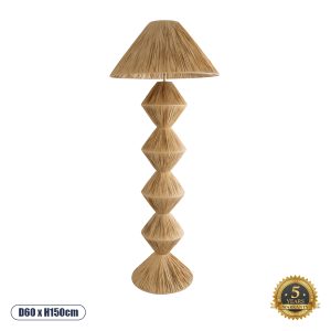 LUANA Boho Επιδαπέδιο Φωτιστικό Μονόφωτο 1 x E27 IP20 Μπεζ Raffia - Μ60 x Π60 x Υ150cm