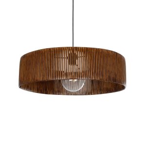 KYCLOS Boho Κρεμαστό Φωτιστικό Καπέλο Μονόφωτο 1 x E27 IP20 Καφέ Rattan - M55 x Π55 x Υ20cm