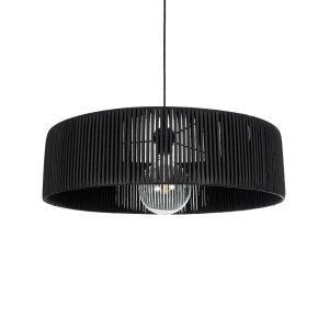 KYCLOS Boho Κρεμαστό Φωτιστικό Καπέλο Μονόφωτο 1 x E27 IP20 Μαύρο Rattan - M55 x Π55 x Υ20cm