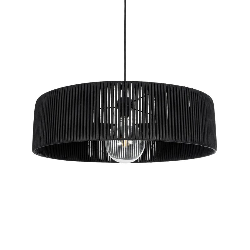 KYCLOS Boho Κρεμαστό Φωτιστικό Καπέλο Μονόφωτο 1 x E27 IP20 Μαύρο Rattan - M55 x Π55 x Υ20cm