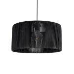 KYCLOS Boho Κρεμαστό Φωτιστικό Καπέλο Μονόφωτο 1 x E27 IP20 Μαύρο Rattan - M40 x Π40 x Υ25.5cm
