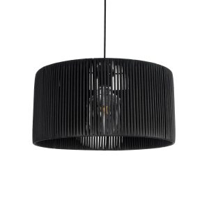KYCLOS Boho Κρεμαστό Φωτιστικό Καπέλο Μονόφωτο 1 x E27 IP20 Μαύρο Rattan - M40 x Π40 x Υ25.5cm