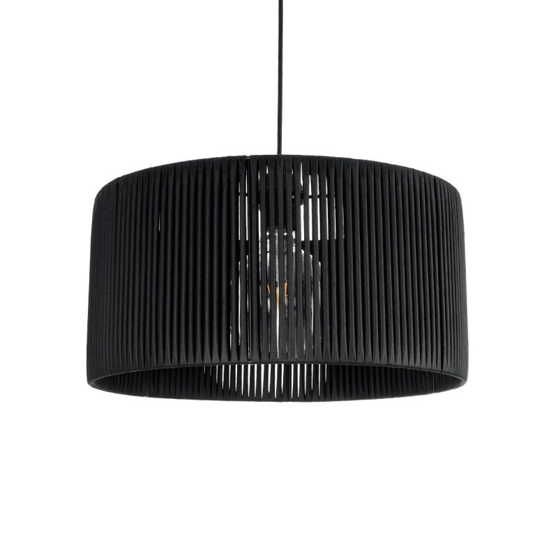 KYCLOS Boho Κρεμαστό Φωτιστικό Καπέλο Μονόφωτο 1 x E27 IP20 Μαύρο Rattan - M40 x Π40 x Υ25.5cm