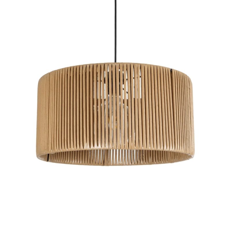 KYCLOS Boho Κρεμαστό Φωτιστικό Καπέλο Μονόφωτο 1 x E27 IP20 Μπεζ Rattan - M40 x Π40 x Υ25.5cm