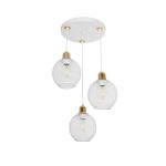 VIVIDUS Vintage Κρεμαστό Φωτιστικό Πλέγμα Τρίφωτο 3 x E27 IP20 Λευκό & Χρυσό Μέταλλο - Μ40 x Π40 x Υ60cm