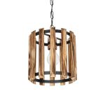 PRISMON Vintage Κρεμαστό Φωτιστικό Οροφής με Ντουί 1 x E27 AC 220-240V IP20 - Καφέ & Μαύρο - Μ22 x Π22 x Υ24cm