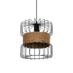 ORB Vintage Κρεμαστό Φωτιστικό Οροφής με Ντουί 1 x E27 AC 220-240V IP20 - Μαύρο & Μπεζ - Μ27 x Π27 x Υ31cm