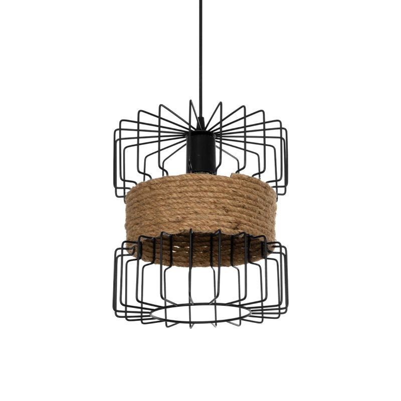 ORB Vintage Κρεμαστό Φωτιστικό Οροφής με Ντουί 1 x E27 AC 220-240V IP20 - Μαύρο & Μπεζ - Μ27 x Π27 x Υ31cm