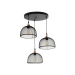 FLICKA Vintage Κρεμαστό Φωτιστικό Οροφής με Ντουί 3 x E27 AC 220-240V IP20 - Μαύρο & Χάλκινο - Μ55 x Π55 x Υ65cm