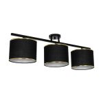 GLOWEN Vintage Φωτιστικό Οροφής Ράγα Τρίφωτο 3 x E27 IP20 Μαύρο Μέταλλο με Καφέ Υφάσμα - Μ80 x Π20 x Υ20cm