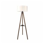SHELF Μοντέρνο Eπιδαπέδιο Φωτιστικό Μονόφωτο 1 x E27 IP20 Καφέ Ξύλο με Μπεζ Ύφασμα - Μ38 x Π38 x Υ135cm