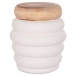 ΣΚΑΜΠΟ PUFFAT FIBER CEMENT ΛΕΥΚΟ- ΞΥΛΟ TEAK TOP Φ45x46Υεκ.