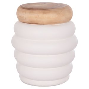 ΣΚΑΜΠΟ PUFFAT FIBER CEMENT ΛΕΥΚΟ- ΞΥΛΟ TEAK TOP Φ45x46Υεκ.