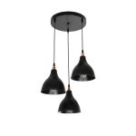 RADE Μοντέρνο Κρεμαστό Φωτιστικό Οροφής με Ντουί 3 x E27 AC 220-240V IP20 - Μαύρο & Χάλκινο - Μ40 x Π40 x Υ40cm