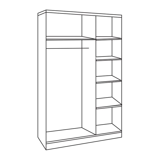 Ντουλάπα ρούχων τρίφυλλη REAL με 5 ράφια & κρεμάστρα ρούχων σε χρώμα λευκό 90x42.5x180.5 - Image 2