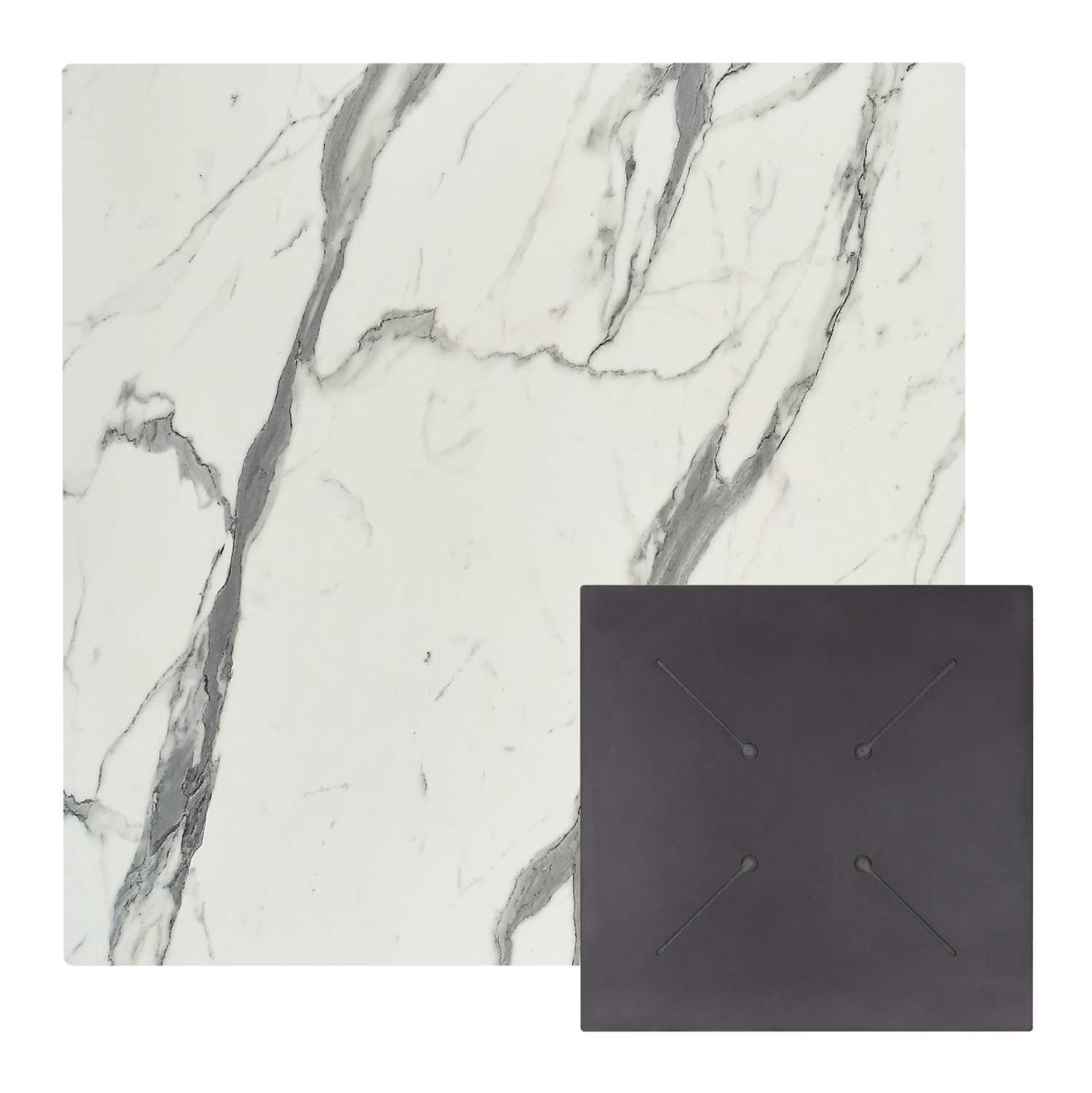 ΕΠΙΦΑΝΕΙΑ ΤΡΑΠΕΖΙΟΥ ΤΕΤΡΑΓΩΝΗ HPL WHITE MARBLE 80x80εκ -Τιμή Σετ 2 τεμ.