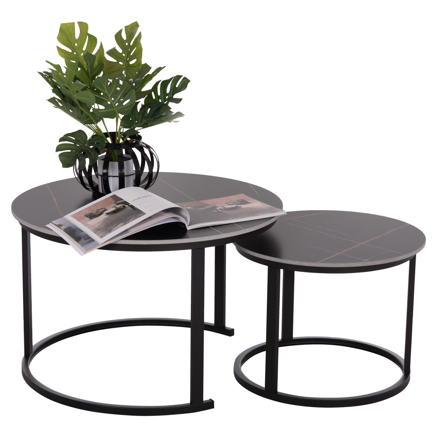 ΤΡΑΠΕΖΙ ΣΑΛΟΝΙΟΥ 2ΤΜΧ TALOS ΚΕΡΑΜΙΚΟ TOP ΜΕ ΟΨΗ ΜΑΥΡΟΥ ΜΑΡΜΑΡΟΥ Φ70+Φ50