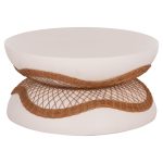 ΤΡΑΠΕΖΙ ΣΑΛΟΝΙΟΥ ANNA FIBER CEMENT ΛΕΥΚΟ-ΦΥΣΙΚΟ RATTAN--Φ92x44.5Υεκ