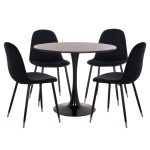 ΣΕΤ ΤΡΑΠΕΖΑΡΙΑΣ 5ΤΜΧ BROLIN MDF ταλλικά Πόδια Βελούδο Μαύρο