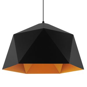 HEXAGON Μοντέρνο Κρεμαστό Φωτιστικό Οροφής Μαύρο & Χρυσό