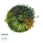 Artificial Garden VARIOUS PLANTS ROUND WALL DISC Τεχνητό Διακοσμητικό Στρογγυλό Πάνελ Φυλλωσιάς - Κάθετος Κήπος Μιξ Μ50 x Π50 x Υ23cm