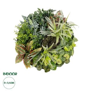 Artificial Garden VARIOUS PLANTS ROUND WALL DISC Τεχνητό Διακοσμητικό Στρογγυλό Πάνελ Φυλλωσιάς - Κάθετος Κήπος Μιξ Μ60 x Π60 x Υ20cm