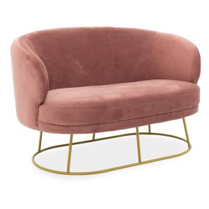 Καναπές 2θέσιος Rony βελούδο σάπιο μήλο-χρυσό 132x82x83εκ