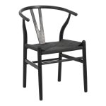 Καρέκλα Wishbone rubberwood-σχοινί σε μαύρη απόχρωση 53.5x57x74εκ