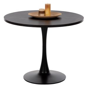 ΤΡΑΠΕΖΙ ΤΡΑΠΕΖΑΡΙΑΣ ROLLO ΣΤΡΟΓΓΥΛΟ BLACK MARBLE Φ90x74Υεκ.