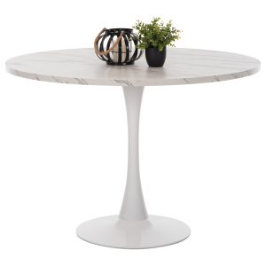 ΤΡΑΠΕΖΙ ΤΡΑΠΕΖΑΡΙΑΣ ROLLO ΣΤΡΟΓΓΥΛΟ WHITE MARBLE Φ120x74Yεκ.